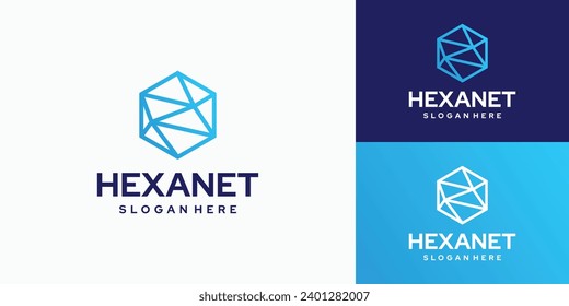 Abstract connection hexagon technology logo design