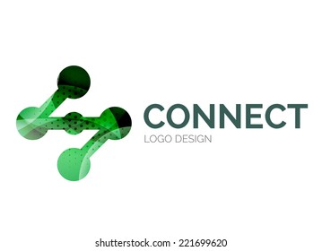 Abstract connection icon logo design made of color pieces - various geometric shapes