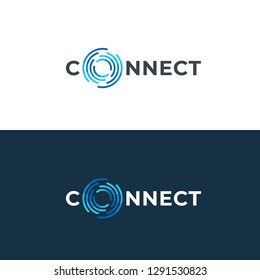 Abstract connection logo. Network technology logotype.  Letter O design template.