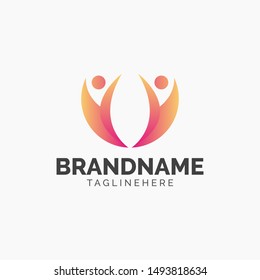 Abstract Connection People Logo Design