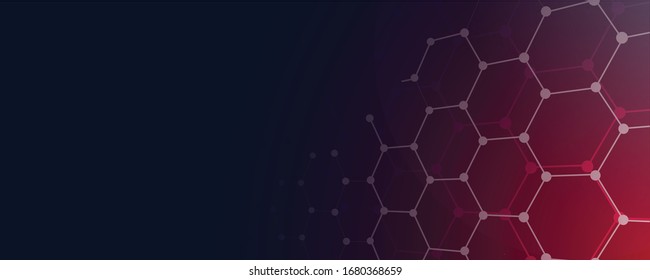 Abstract connection structure as connection concept on color background. Technology background with hexagonal shapes and text space