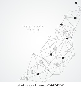 Abstract connection structure with dots and lines. Vector background.