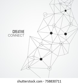 Abstract connection structure with dots and lines. Vector background.