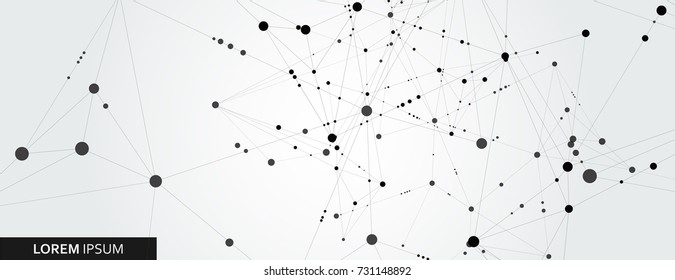 Abstract connection structure on banner template. Vector science and technology background.