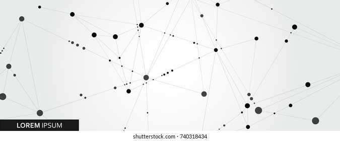 Abstract connection structure on banner template. Vector science and technology background.