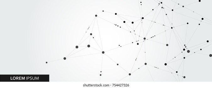 Abstract connection structure on banner template. Vector science and technology background.