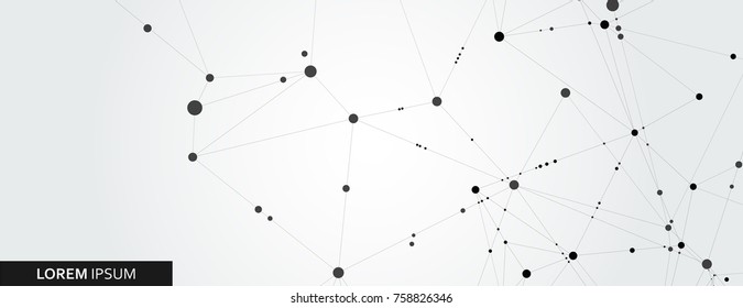 Abstract connection structure on banner template. Vector science and technology background.