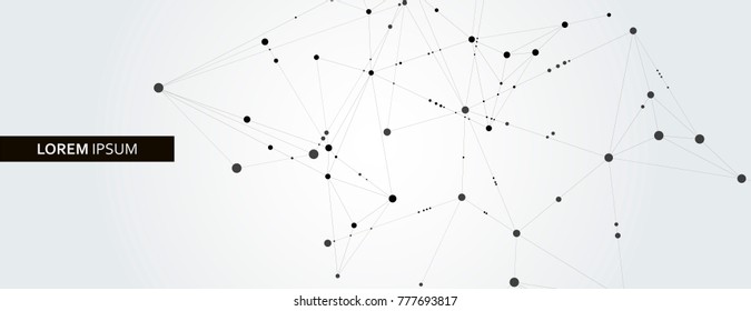Abstract connection structure on banner template. Vector science and technology background.