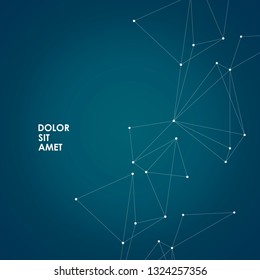 Abstract connection structure on dark background with connecting dots and lines.