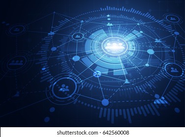 Abstract connection technologies for business. Mixed media. Vector Illustration