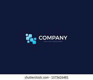 abstract connection technology logo design vector