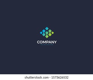 abstract connection technology logo design vector