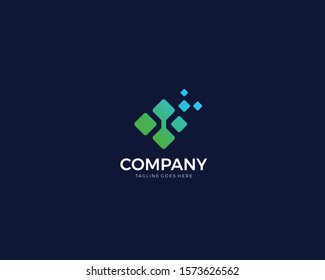 abstract connection technology logo design vector