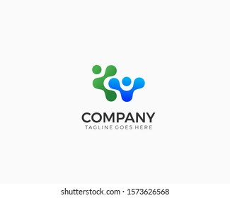 abstract connection technology logo design vector