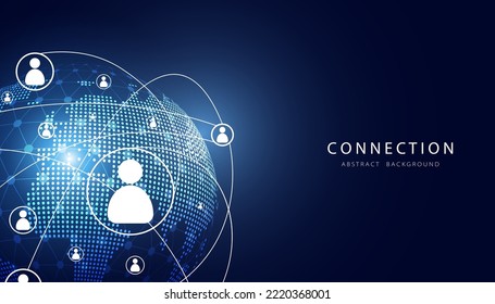 Resumen conexión mundo Tecnología Comunicación Internet sin fronteras Internet 5G Internet de las cosas Comunicación entre personas, negocios, red sobre un fondo moderno digital futurista