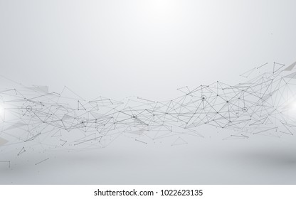 Abstract connections lines and polygons on white background