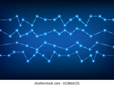 Abstract connections on blue background. Tech concept.