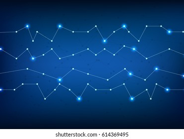 Abstract connections on blue background. Tech concept.