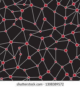 Abstract Connections Seamless Pattern on Black. Geometric Structure