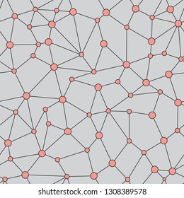 Abstract Connections Seamless Pattern on Grey. Geometrical Structure