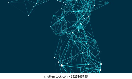 Abstract connections are in space. Background with connecting dots and lines. Connection structure. 3d rendering backdrop