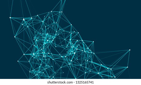 Abstract connections are in space. Background with connecting dots and lines. Connection structure. 3d rendering backdrop