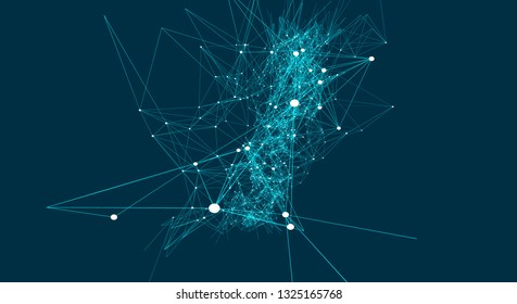 Abstract connections are in space. Background with connecting dots and lines. Connection structure. 3d rendering backdrop