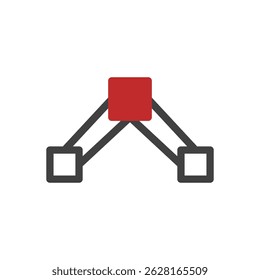 Diagrama de conectividade abstrato com formas geométricas e linhas de ligação