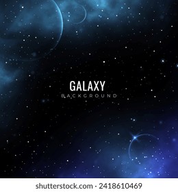 Abstract constellation background with nebula and planets. Galaxy background with shining stars. Cosmos background with stardust effect.