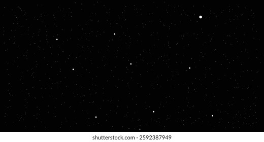 Abstract constellation dark space speckled night sky filled view of a starry black background.