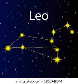 Abstract constellation leo. Night background. Design element. Vector illustration. Stock image. EPS 10.