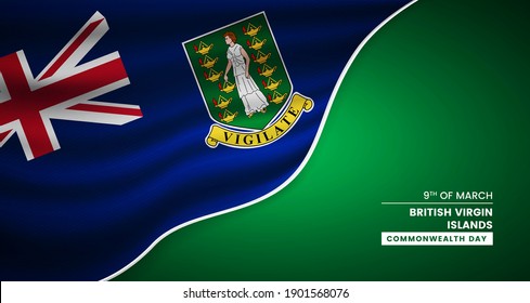 Abstract constitution day of British Virgin Islands background with elegant fabric flag and typographic illustration