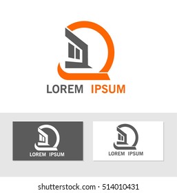 Abstract construction business icon set- Isolated on white- Company logo with black and white variation