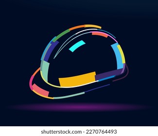 Abstract construction helmet from multicolored paints. Colored drawing. Vector illustration of paints