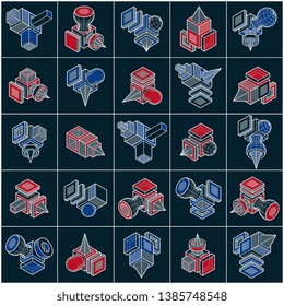 Abstract construction isometric designs collection, vector set.
