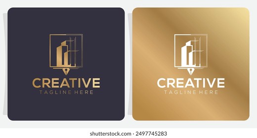 Abstract construction Pencil logo template. Vector business icon