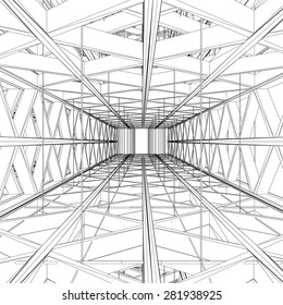 Abstract Construction Structure Exit Vector 328. Light At The End Of Tunnel Structure Exit.