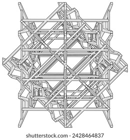 Abstract Construction Structure Vector 564. A Vector Illustration Of Architectural Construction Isolated On White Background. 