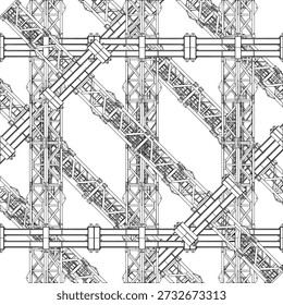 Abstract Construction Structure Vector 629. Illustration of Metal Steel Grid Architectural Construction Isolated on a White Background.