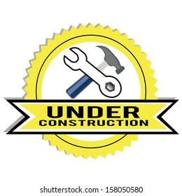 abstract construction tools label on white background