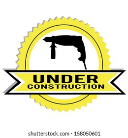 abstract construction tools label on white background