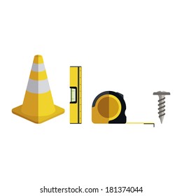 abstract construction tools on a white background