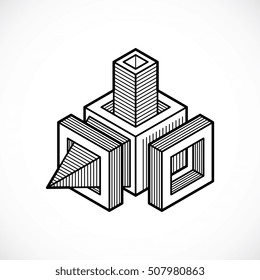 Abstract construction vector, dimensional design.