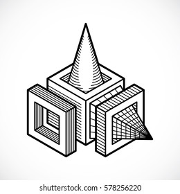 Abstract construction vector, dimensional design.