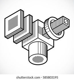 Abstract construction vector, dimensional design.