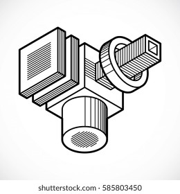 Abstract construction vector, dimensional design.