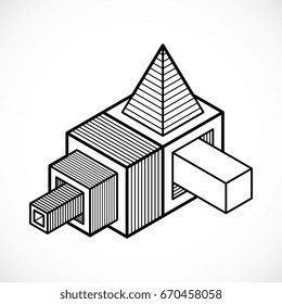 Abstract construction vector, dimensional design.