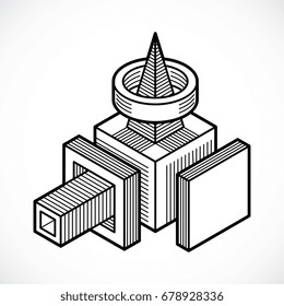 Abstract construction vector, dimensional design.