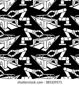 Abstract constructionism seamless pattern automobile production. Vector illustration