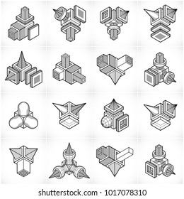 Abstract constructions vector set, dimensional designs collection.